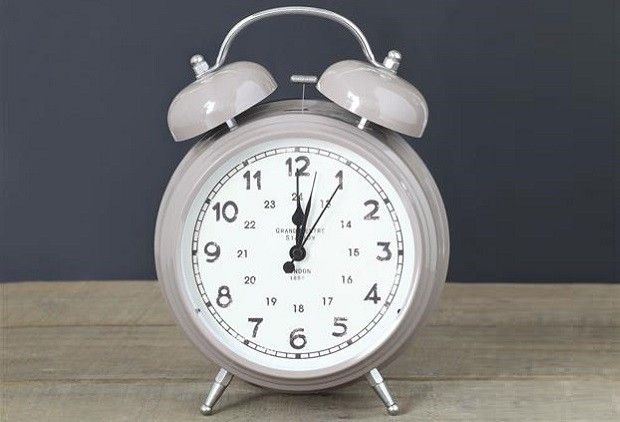 Metal Desk Alarm Clock - Grey - From Antiquefarmhouse.com - www.antiquefarmho...