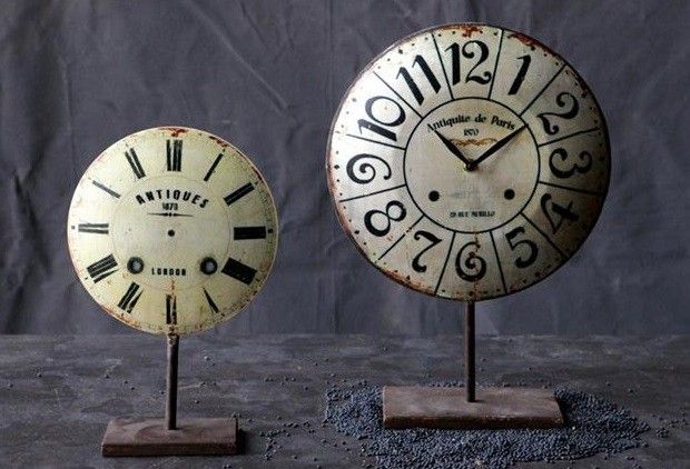 Round Metal Clock Stand And Clock Face Finial - From Antiquefarmhouse.com - www....