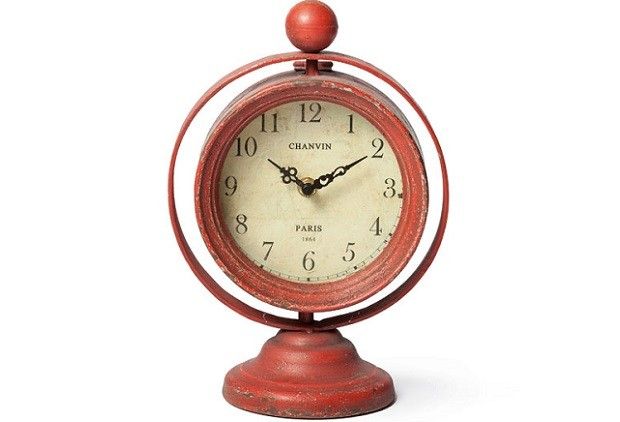 Swivel Table Clock - Red - From Antiquefarmhouse.com - www.antiquefarmho...