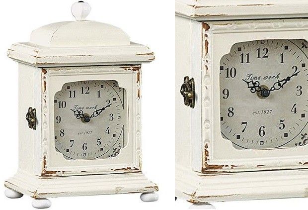 Wood Mantel Clock - Cream - From Antiquefarmhouse.com - www.antiquefarmho...