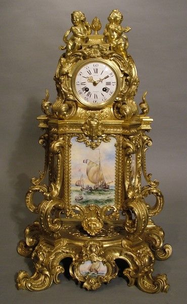 OnlineGalleries.com - An Impressive Antique French Mantle Clock by LeCat of Pari...
