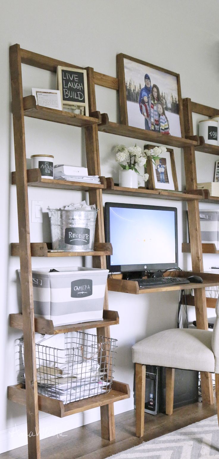 Ana White | Build a Leaning Ladder Wall Bookshelf | Free and Easy DIY Project an...