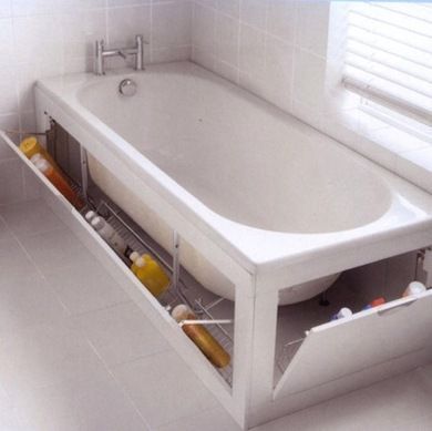 12 Creative and Useful Ideas For Sneaky Storage. This bath tub idea is genius!