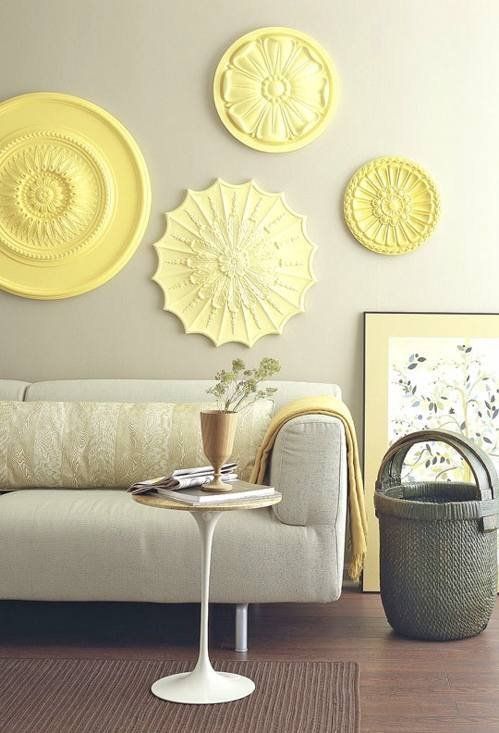 50 DIY wall art ideas - including these medallions turned into wall decor. So un...