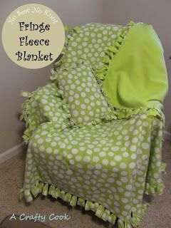 A Crafty Cook: No Sew, No Knot Fringe Fleece Blanket and Pillow Cover