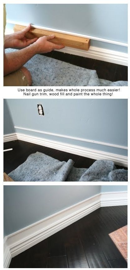Add a strip of trim a bit above already existing baseboards, paint between, and ...