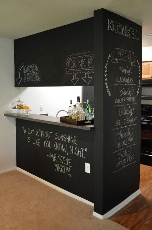 Chalkboard wall. this would be perfect for a kitchen, and writing down messages ...