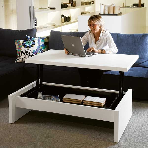 Coffee table that converts into a desk
