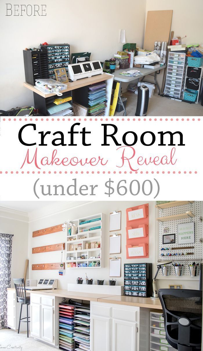 Craft Room Makeover Reveal! So many DIY storage options on the wall and everythi...