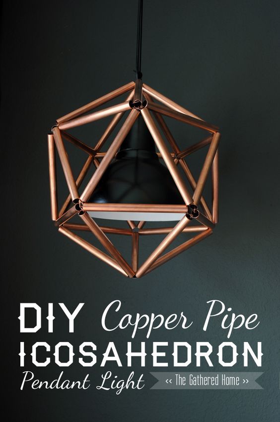 DIY Copper Pipe Icosahedron Light Fixture
