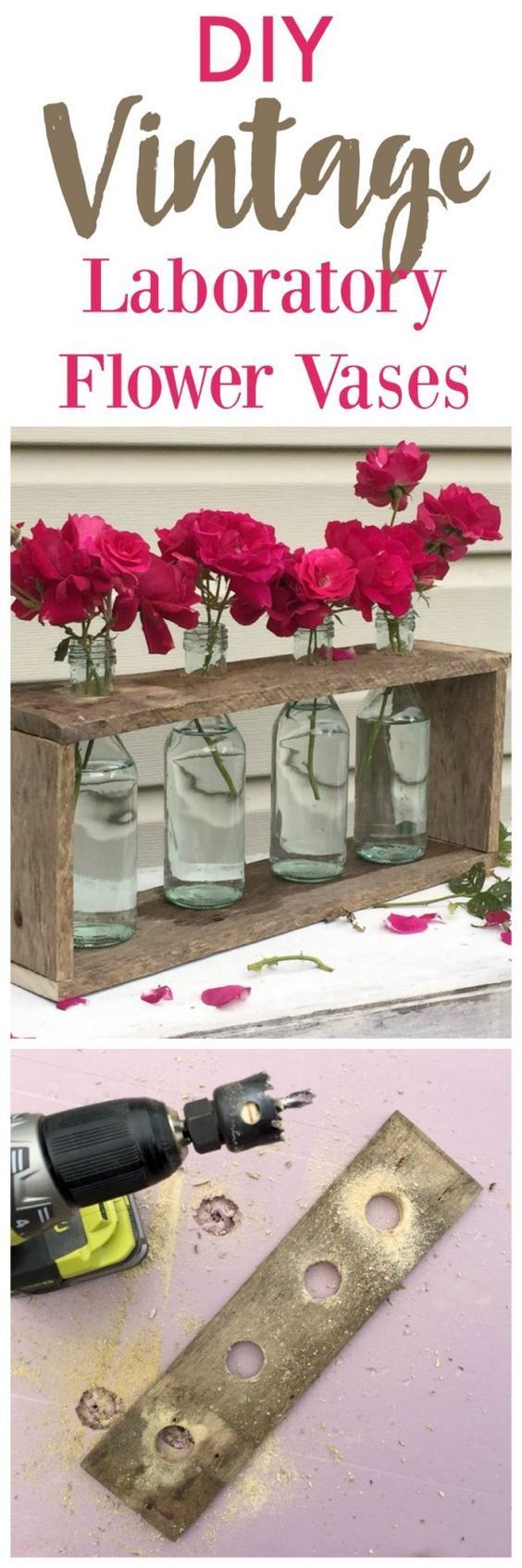 DIY Laboratory Flower Vases | Make this new but vintage looking table top center...