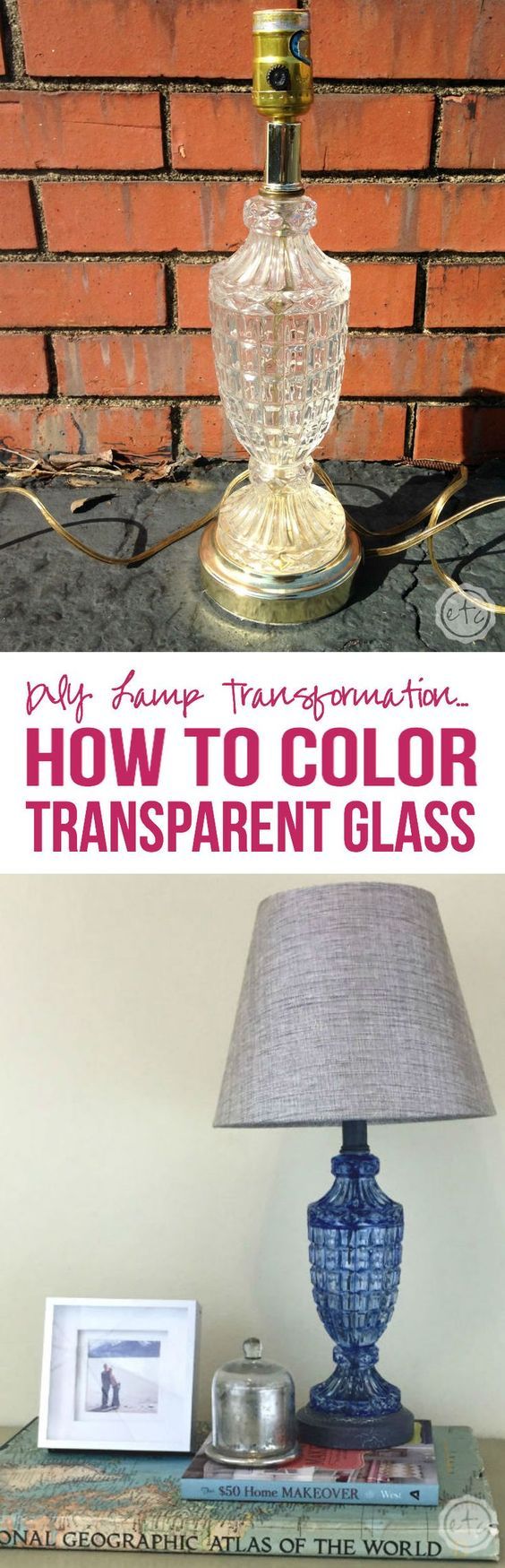 DIY Lamp Transformation... How to Color Transparent Glass with Happily Ever Afte...