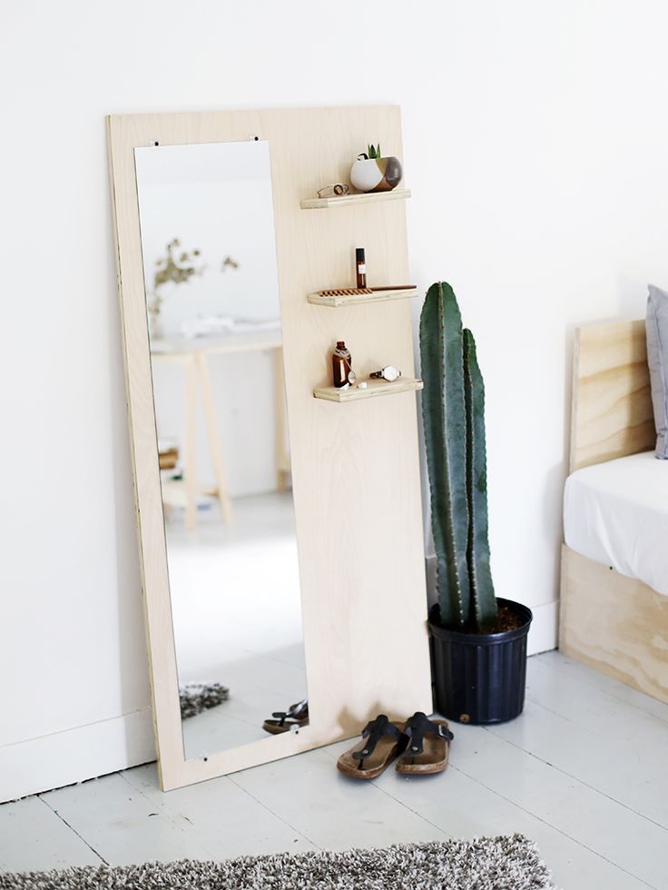 DIY Plywood Floor Mirror With Shelves The Merrythought