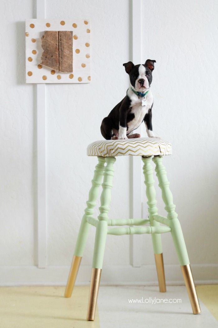 Gorgeous Mint Thrifted Gold-Dipped Bar Stool made over with BB Frosch Chalk Pain...