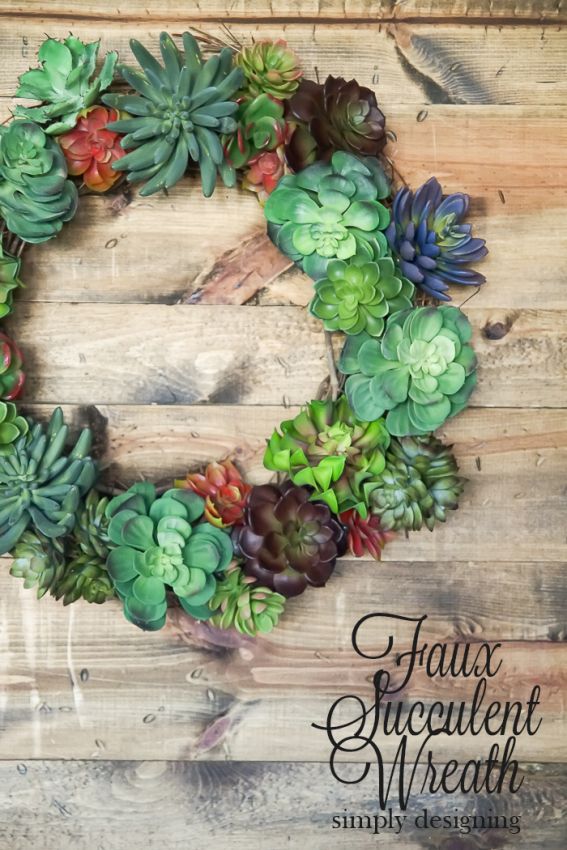 How to make a Faux Succulent Wreath - Pottery Barn Knock Off - such a fun and ea...