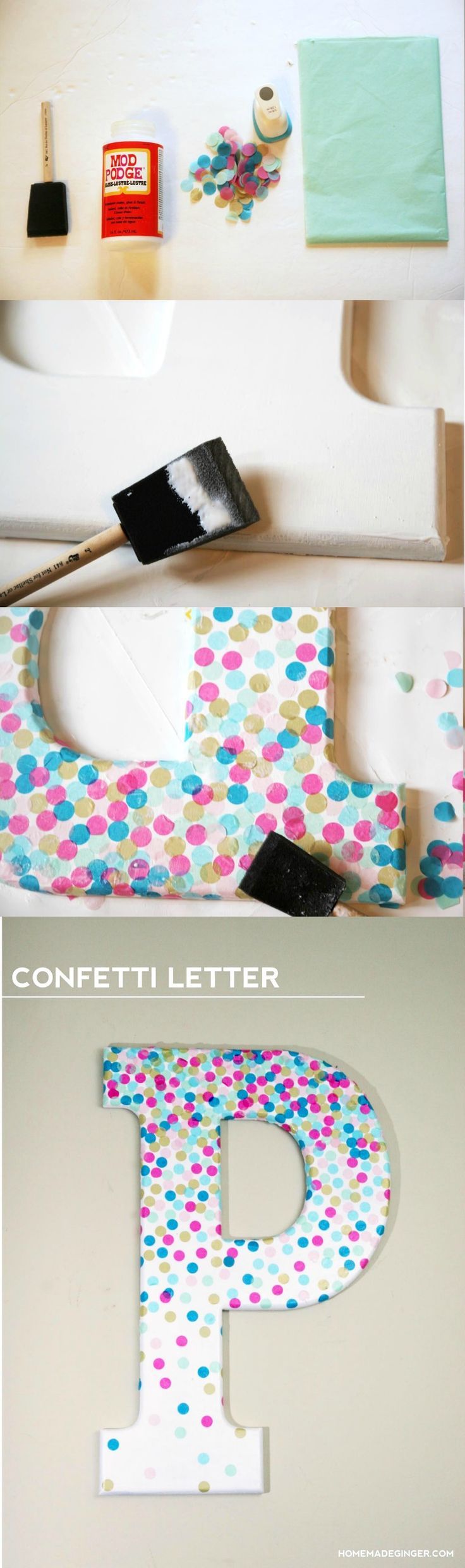 In this DIY confetti project you'll use a letter, Mod Podge, and real confet...