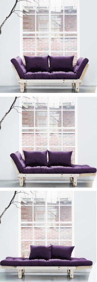 Purple Convertible Futon // can be a couch, a daybed chaise lounge, or an extra ...