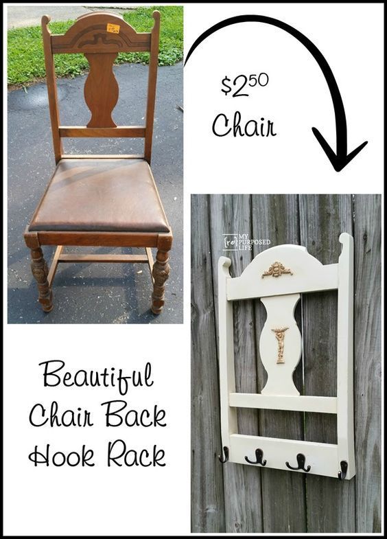 Repurposed Chair Back Coat Rack | This diy project creates a new coat rack from ...
