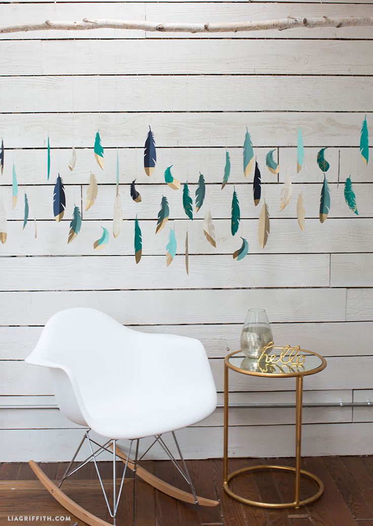 Unique paper feather wall art