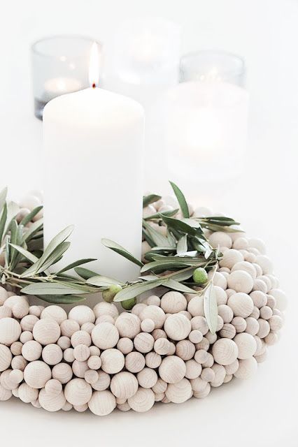 Wooden ball candle display