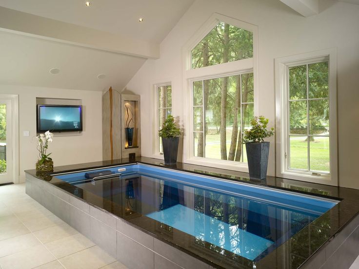 Endless Pool in a home spa infused with a relaxing setting of art, music and pic...