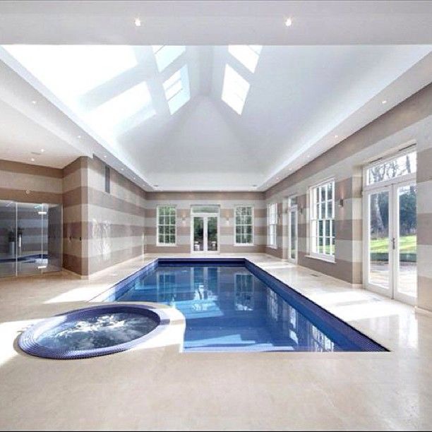 Modern indoor pool. See the entire house at www.PriceyPads.com #indoorpool #pool...