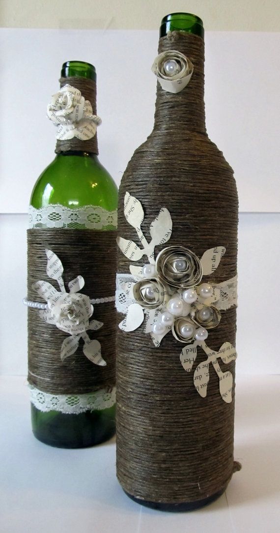 30 Ideas for Decorating Your Wine Bottles...love the dark twine ♡