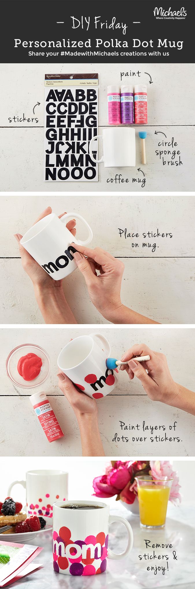 Craft a stylish personalized mug for Mom with alphabet stickers and her favorite...