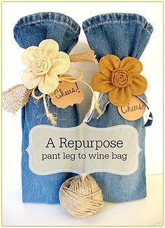 crafts pant legs wine bags jeans repurpose, crafts, repurposing upcycling...