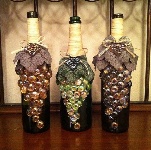 Decorated wine bottles