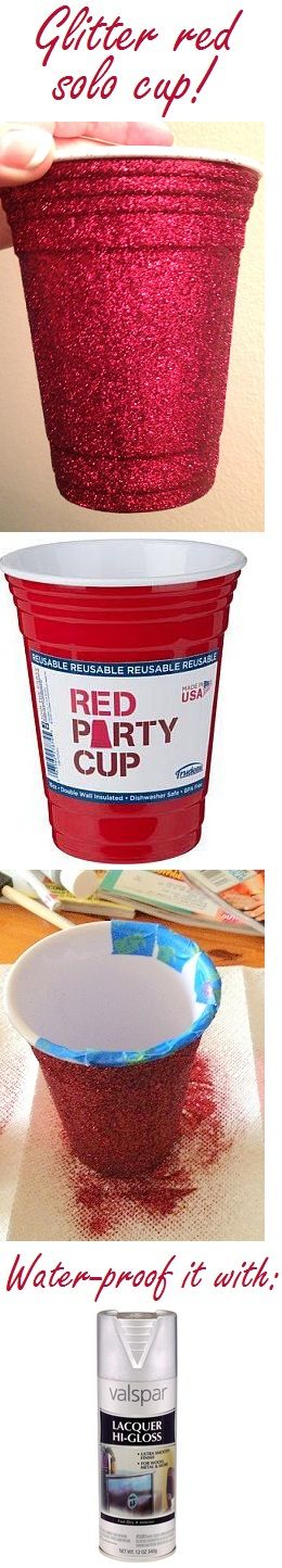 DIY reusable glittered Red Solo Cup! Washable!! (by hand!) Click for my tutorial...
