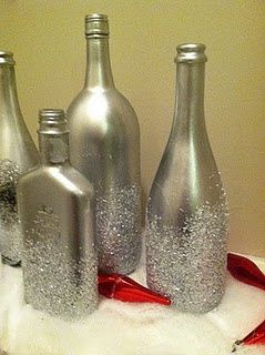 Epsom salt and glitter bottles: this is a good idea for empty wine and liquor bo...