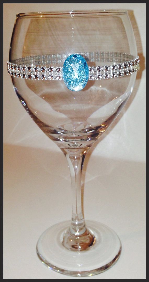 Hand Painted Wine Glasses with Bling  Wine by GiftswithGlamor copyright 2014