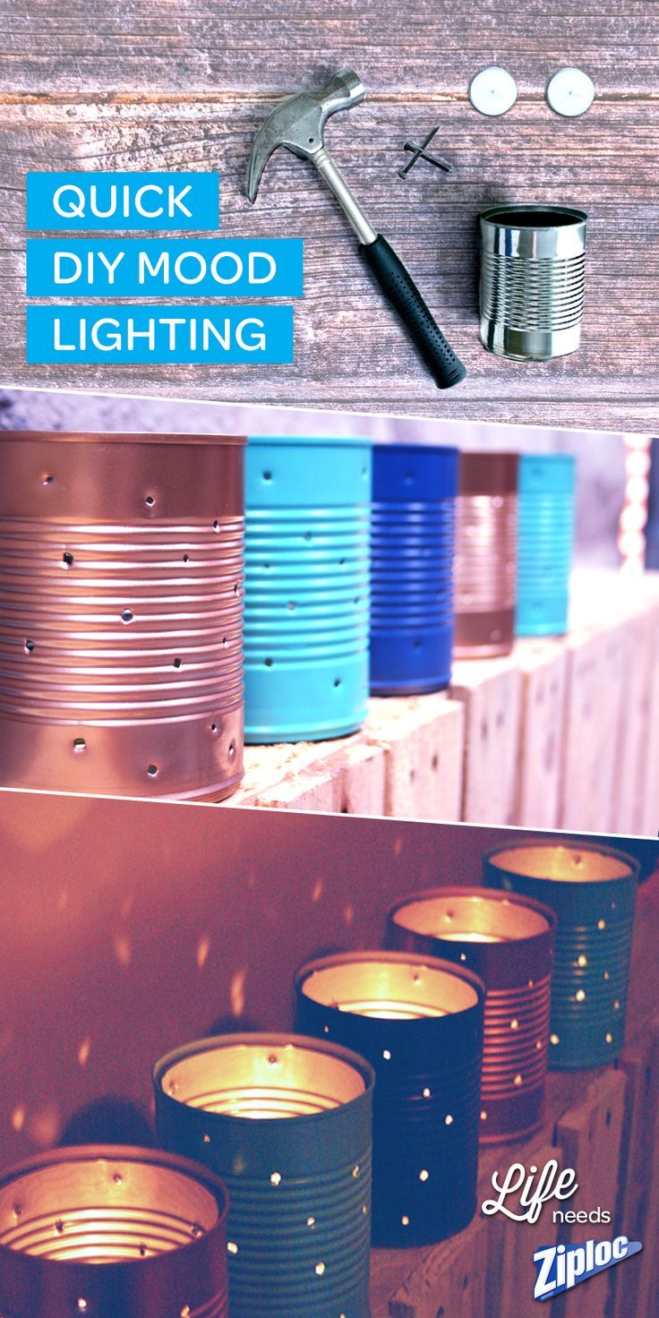 Make cute and easy up-cycled DIY mood lighting from old cans! After poking holes...