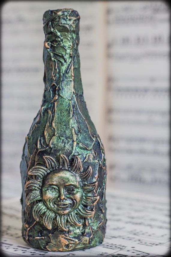 Mixed Media Aged Sun Bottle Altered Art by LibraMoonCreations, £10.00
