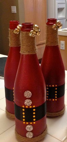 Santa Clause Wine Bottle for Holiday Decoration Gift by Addisyns...