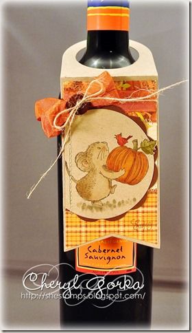 “She Stamps” by Cheryl created this adorable fall wine tag for the 100 days ...