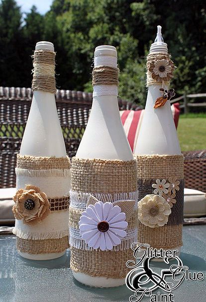 tiki wine bottles, crafts, home decor, repurposing upcycling, Some neutral paint...