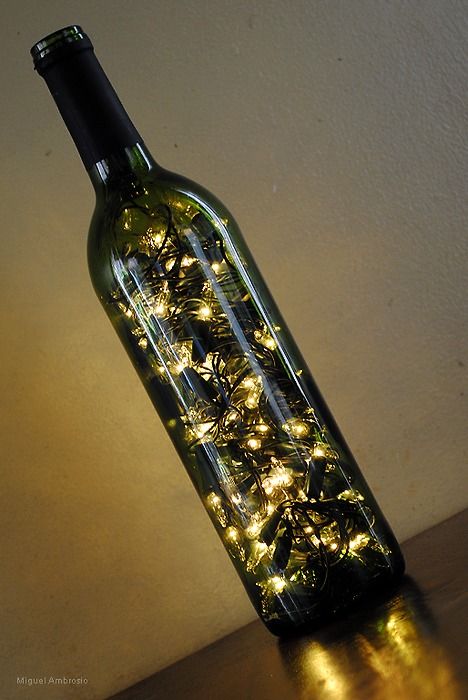 Wine bottle lamp.