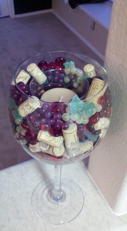 wine inspired candle i made for my new place using a large decorative wine goble...