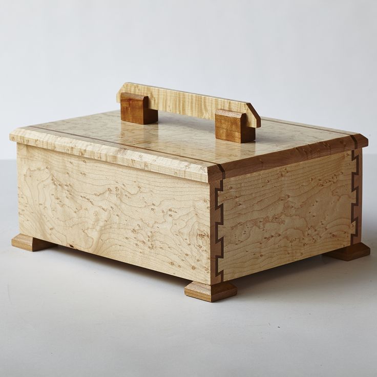Bird's-eye maple and cherry box with double-dovetail joints