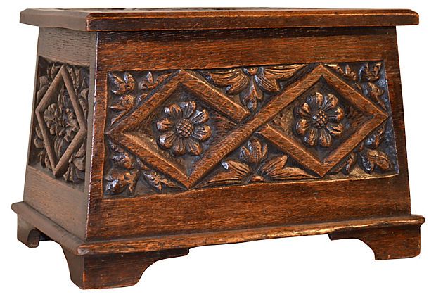 This 19th century English carved oak box is lovely, and quite large. 16