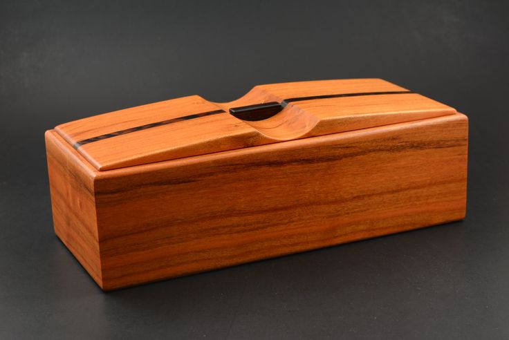 Wood box made from Black Cherry with Wenge accents keepsake trinket pen pencil b...