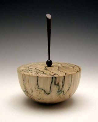 Wood Turned Boxes | Spalted Maple Lidded Box by Keith Burns
