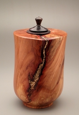 Wood Turned Vessel with inlay (gold mica)