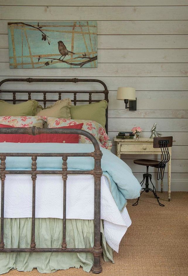 Farmhouse Interiors. Inviting guest bedroom with antiques from Round Top, TX.