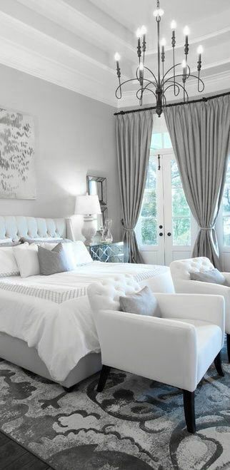 Gray with white bedroom color scheme...