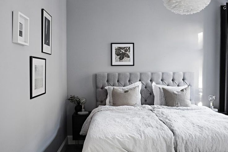 Neutral Bedroom.  Love the tufted head board.