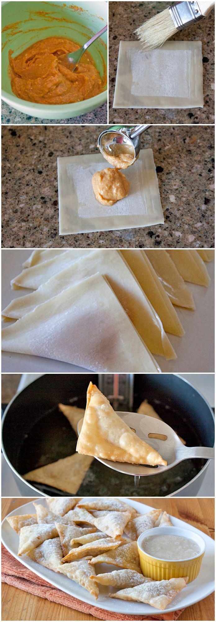 Pumpkin Pie Wontons These look so yummy! Might be a last minute addition to the ...