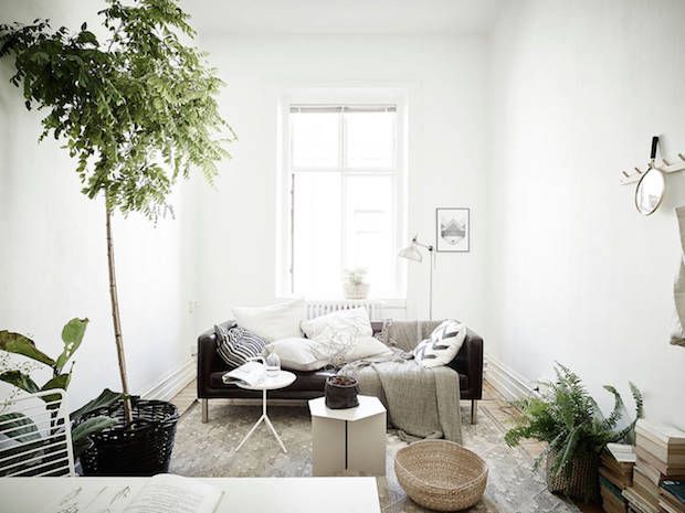 Sitting / living room in a Swedish space in neutrals - with a few cool details. ...